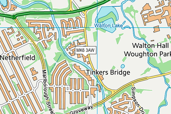 MK6 3AW map - OS VectorMap District (Ordnance Survey)