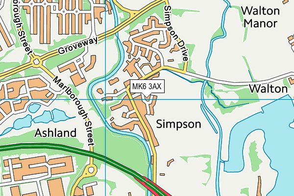 MK6 3AX map - OS VectorMap District (Ordnance Survey)