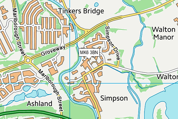 MK6 3BN map - OS VectorMap District (Ordnance Survey)