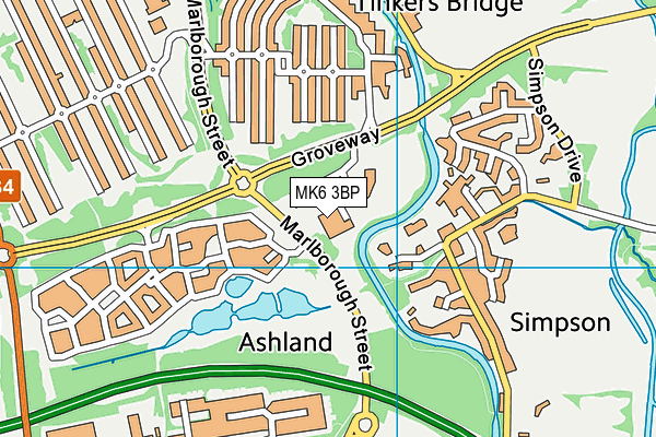 MK6 3BP map - OS VectorMap District (Ordnance Survey)