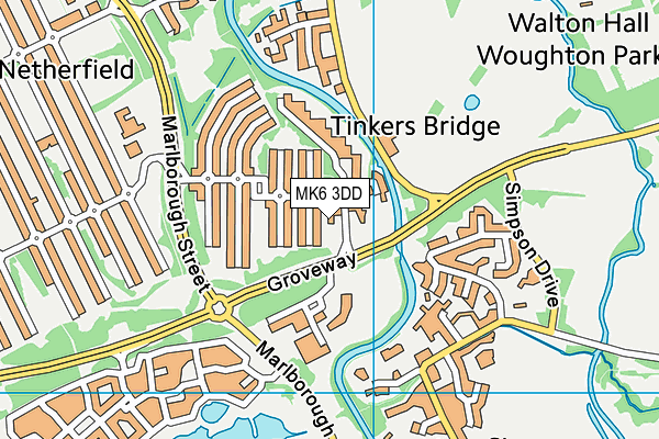 MK6 3DD map - OS VectorMap District (Ordnance Survey)