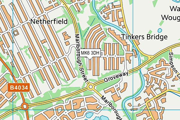 MK6 3DH map - OS VectorMap District (Ordnance Survey)