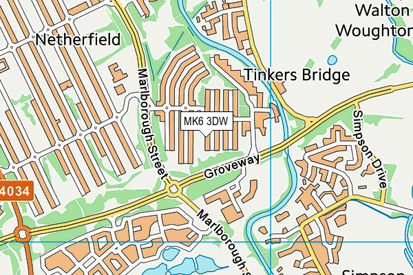 MK6 3DW map - OS VectorMap District (Ordnance Survey)