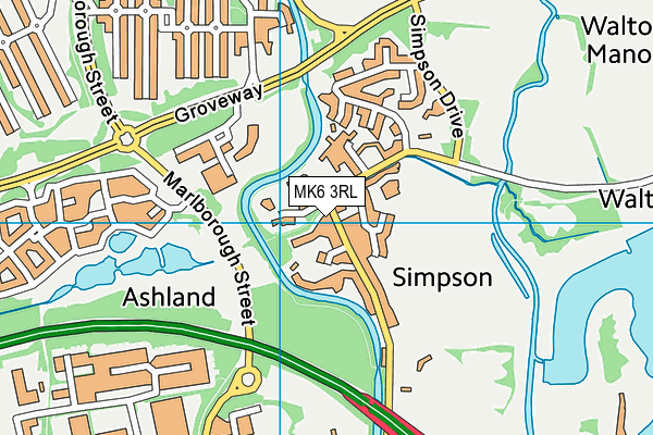 MK6 3RL map - OS VectorMap District (Ordnance Survey)