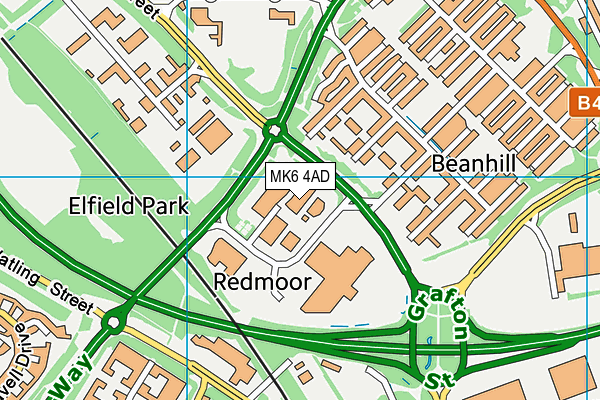 MK6 4AD map - OS VectorMap District (Ordnance Survey)