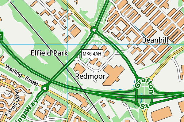 MK6 4AH map - OS VectorMap District (Ordnance Survey)