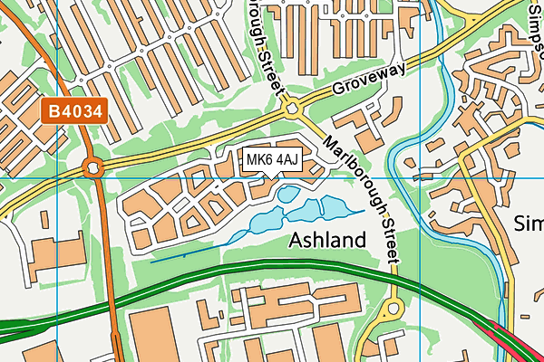 MK6 4AJ map - OS VectorMap District (Ordnance Survey)