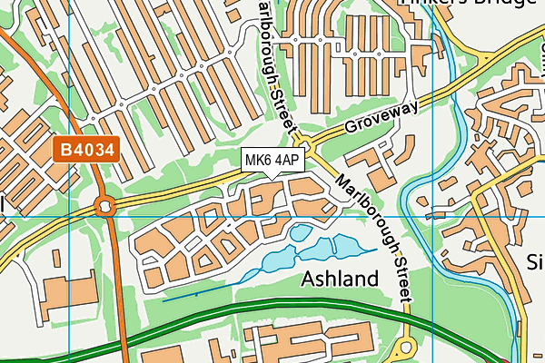 MK6 4AP map - OS VectorMap District (Ordnance Survey)