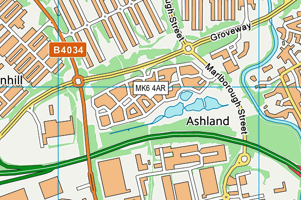 MK6 4AR map - OS VectorMap District (Ordnance Survey)