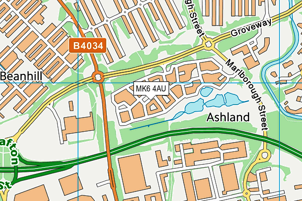 MK6 4AU map - OS VectorMap District (Ordnance Survey)