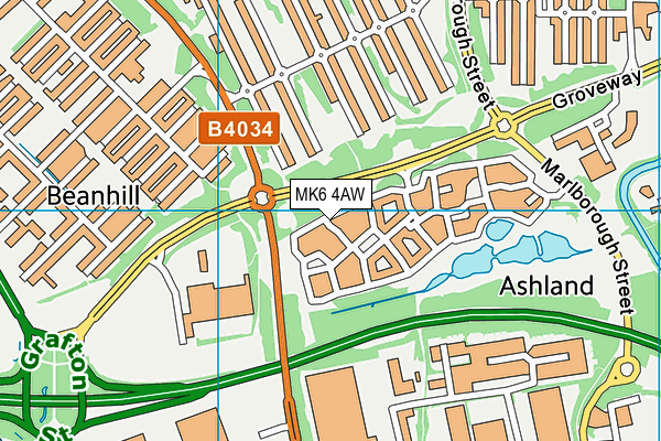 MK6 4AW map - OS VectorMap District (Ordnance Survey)