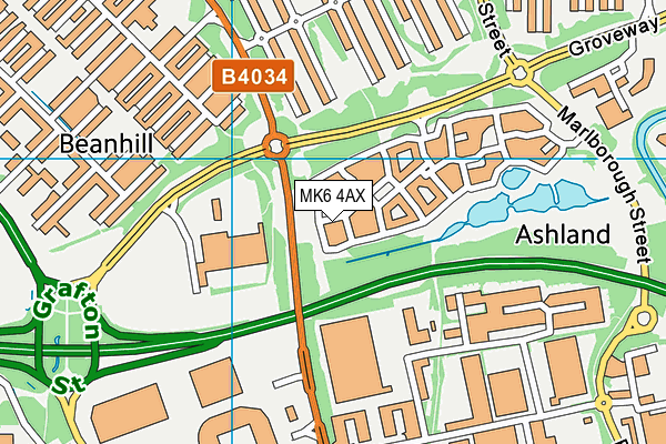 MK6 4AX map - OS VectorMap District (Ordnance Survey)