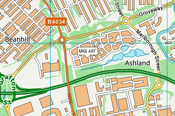 MK6 4AY map - OS VectorMap District (Ordnance Survey)