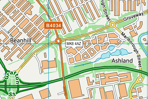 MK6 4AZ map - OS VectorMap District (Ordnance Survey)