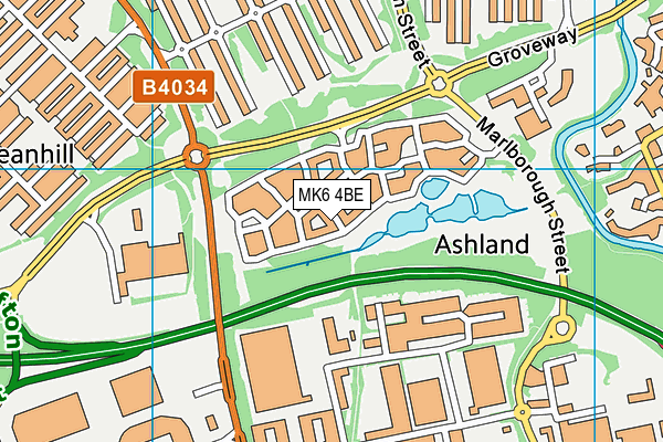 MK6 4BE map - OS VectorMap District (Ordnance Survey)