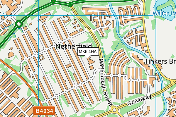 Langland Community School map (MK6 4HA) - OS VectorMap District (Ordnance Survey)