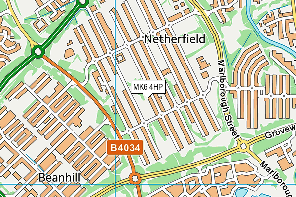 MK6 4HP map - OS VectorMap District (Ordnance Survey)