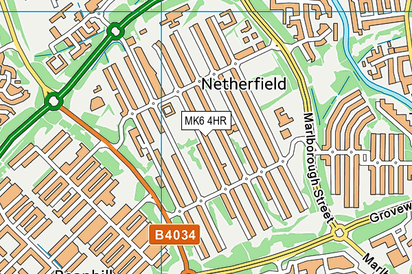 MK6 4HR map - OS VectorMap District (Ordnance Survey)