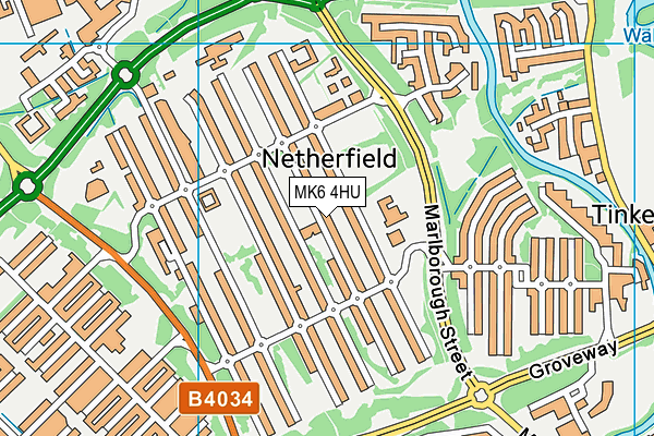 MK6 4HU map - OS VectorMap District (Ordnance Survey)