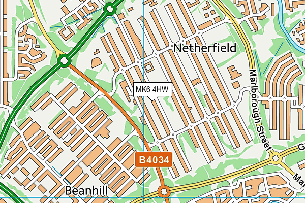 MK6 4HW map - OS VectorMap District (Ordnance Survey)