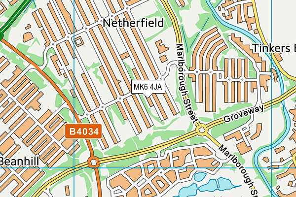 MK6 4JA map - OS VectorMap District (Ordnance Survey)
