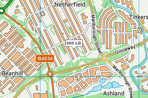 MK6 4JB map - OS VectorMap District (Ordnance Survey)