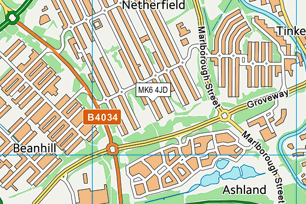 MK6 4JD map - OS VectorMap District (Ordnance Survey)