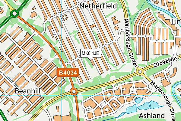 MK6 4JE map - OS VectorMap District (Ordnance Survey)