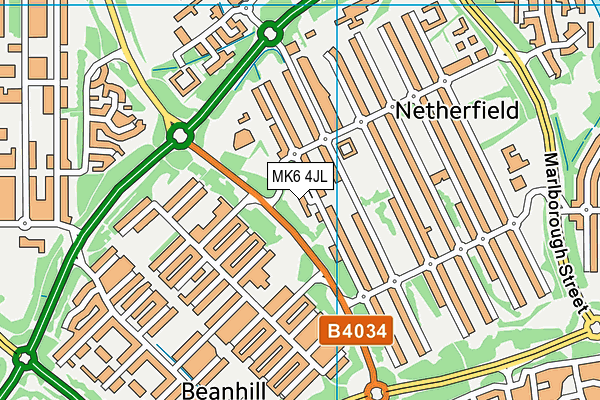 MK6 4JL map - OS VectorMap District (Ordnance Survey)