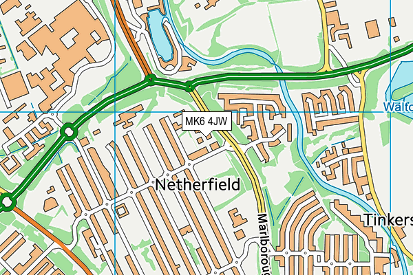 MK6 4JW map - OS VectorMap District (Ordnance Survey)