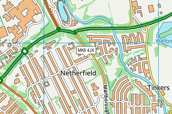 MK6 4JX map - OS VectorMap District (Ordnance Survey)