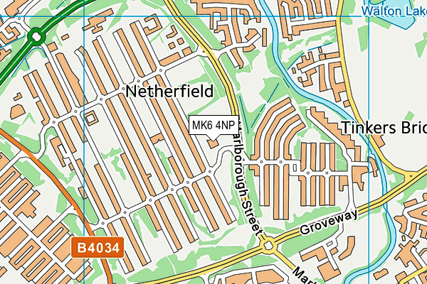 MK6 4NP map - OS VectorMap District (Ordnance Survey)