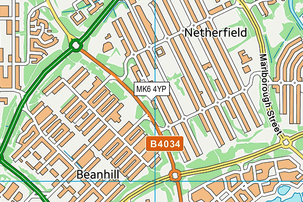 MK6 4YP map - OS VectorMap District (Ordnance Survey)