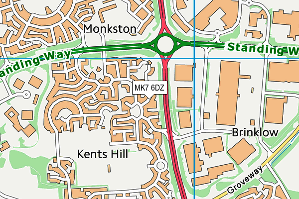 MK7 6DZ map - OS VectorMap District (Ordnance Survey)