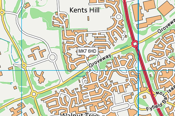 Kents Hill School map (MK7 6HD) - OS VectorMap District (Ordnance Survey)