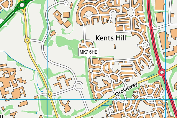 MK7 6HE map - OS VectorMap District (Ordnance Survey)