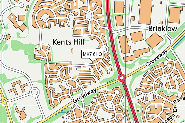 Kents Hill Sports Ground map (MK7 6HQ) - OS VectorMap District (Ordnance Survey)