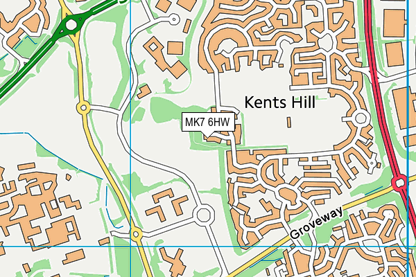 MK7 6HW map - OS VectorMap District (Ordnance Survey)