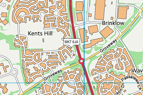 MK7 6JA map - OS VectorMap District (Ordnance Survey)