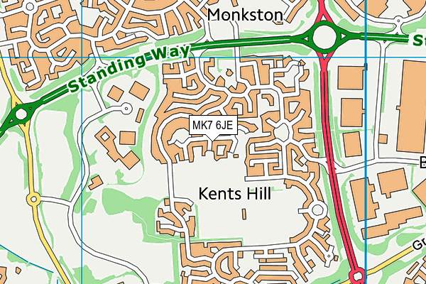 MK7 6JE map - OS VectorMap District (Ordnance Survey)