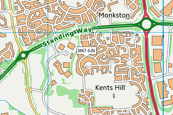 MK7 6JN map - OS VectorMap District (Ordnance Survey)