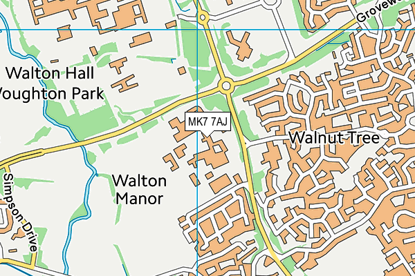 MK7 7AJ map - OS VectorMap District (Ordnance Survey)