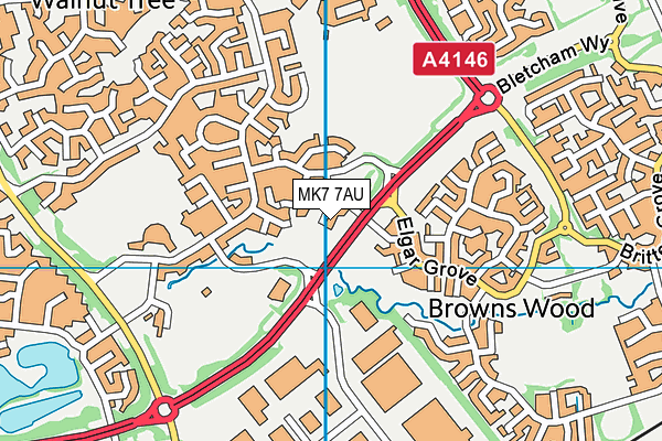 MK7 7AU map - OS VectorMap District (Ordnance Survey)