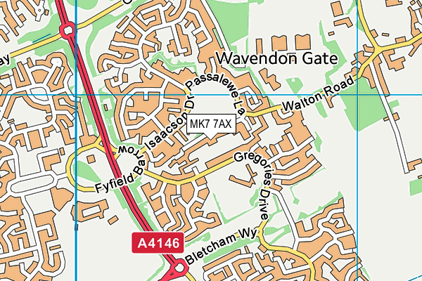 MK7 7AX map - OS VectorMap District (Ordnance Survey)