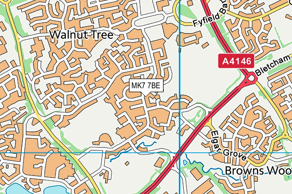 MK7 7BE map - OS VectorMap District (Ordnance Survey)