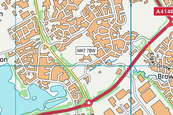 MK7 7BW map - OS VectorMap District (Ordnance Survey)