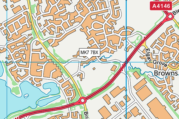 MK7 7BX map - OS VectorMap District (Ordnance Survey)