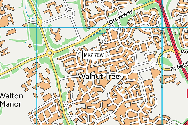 MK7 7EW map - OS VectorMap District (Ordnance Survey)