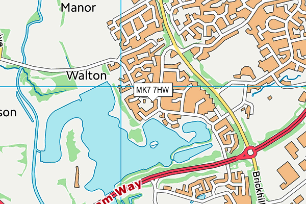 MK7 7HW map - OS VectorMap District (Ordnance Survey)