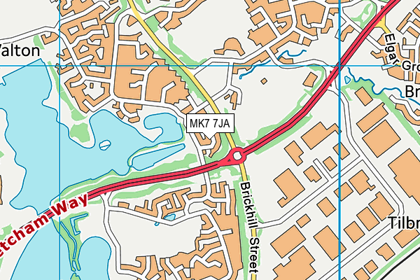 MK7 7JA map - OS VectorMap District (Ordnance Survey)